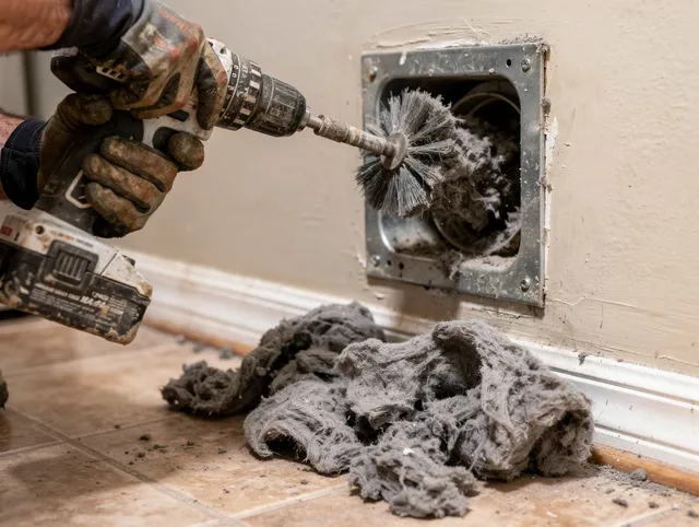 Certified Mayfield Heights Dryer Vent Cleaning technician performing dryer vent cleaning in Mayfield Heights